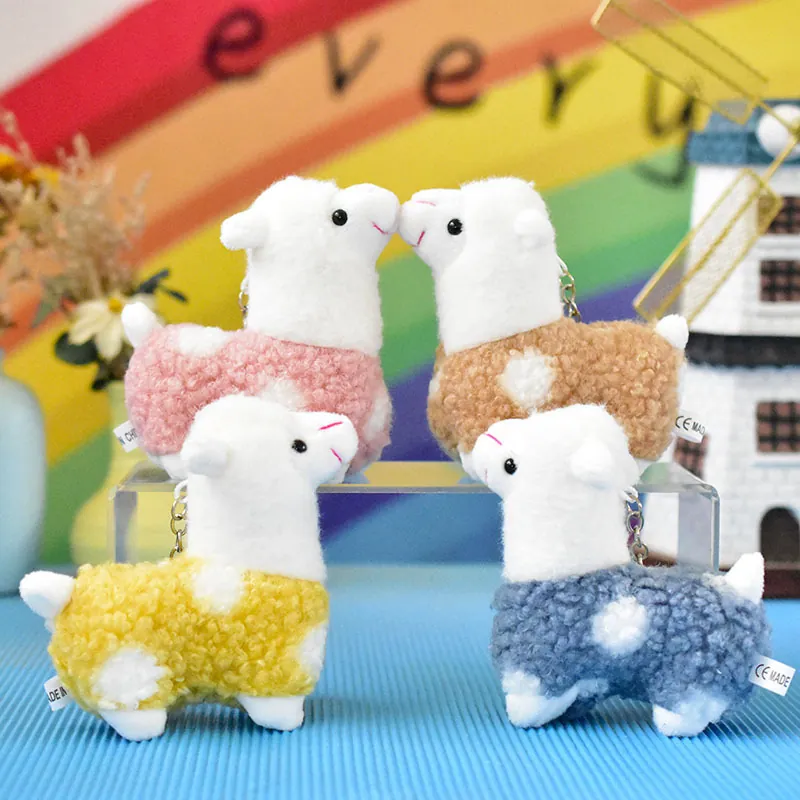 Cute Alpaca Plush Toy Keychain Soft Stuffed Sheep Doll For Wedding Tossing Party Favor Bag Charm Birthday Gift For Kids