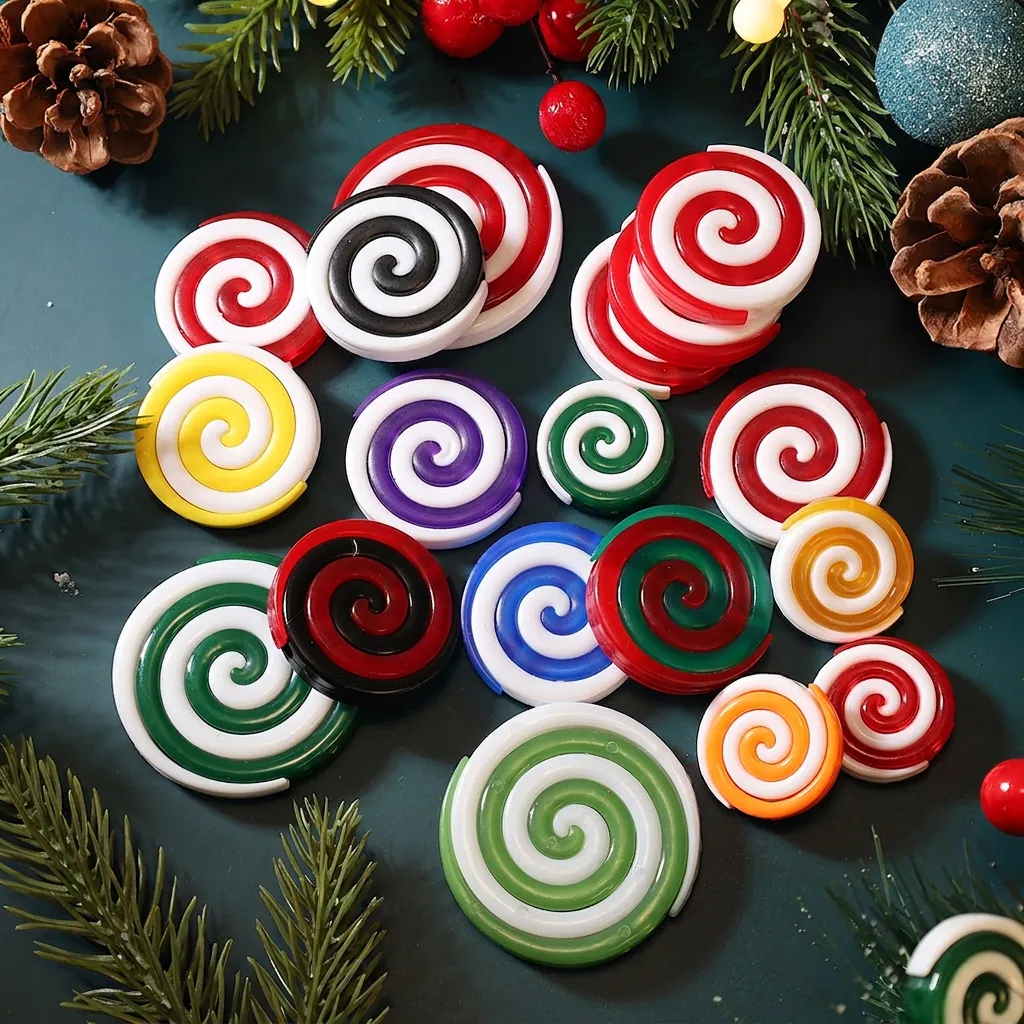 Christmas Peppermint Swirl Candy Ornaments Plastic Lollipop Hanging Decorations For Tree Holiday Party Decor