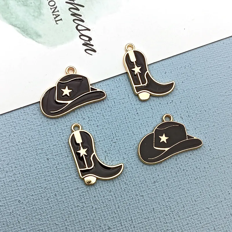 Western Cowboy Boot Hat Charms Enamel Alloy Pendants For DIY Jewelry Making Necklace Earrings Star Crafting