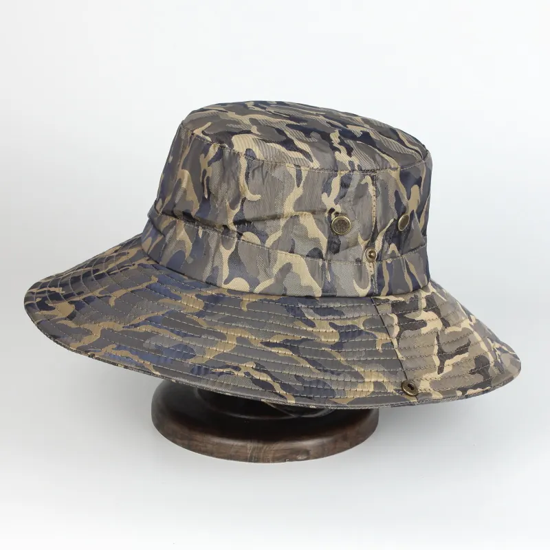 Chapeau Bob De Camouflage Extérieur Large Bord Protection Solaire Jugulaire Réglable Séchage Rapide Chapeau De Pêche