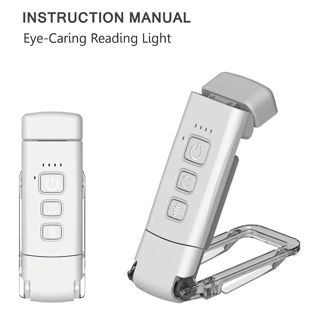 LED Book Light For Reading In Bed USB Rechargeable Clip On Reading Lamp Multi Color Modes Eye Caring Portable Foldable