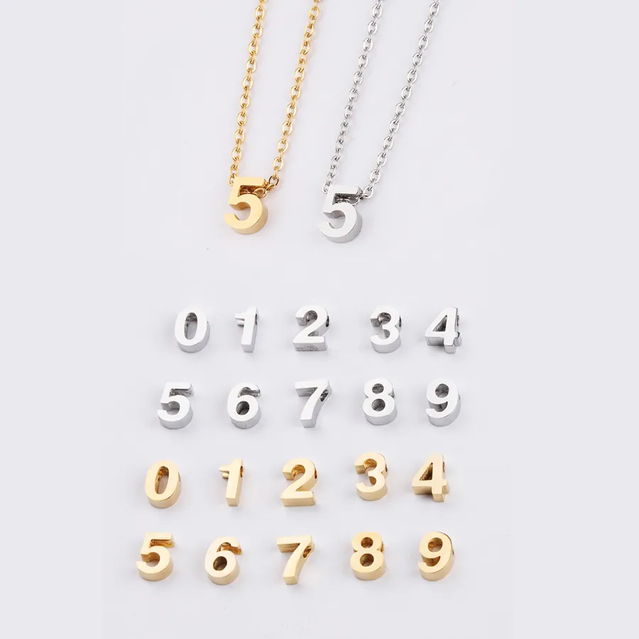 Minimalist Arabic Number Pendant Necklace Mirror Polished 304 Stainless Steel Jewelry For Men And Women Birthday Gift