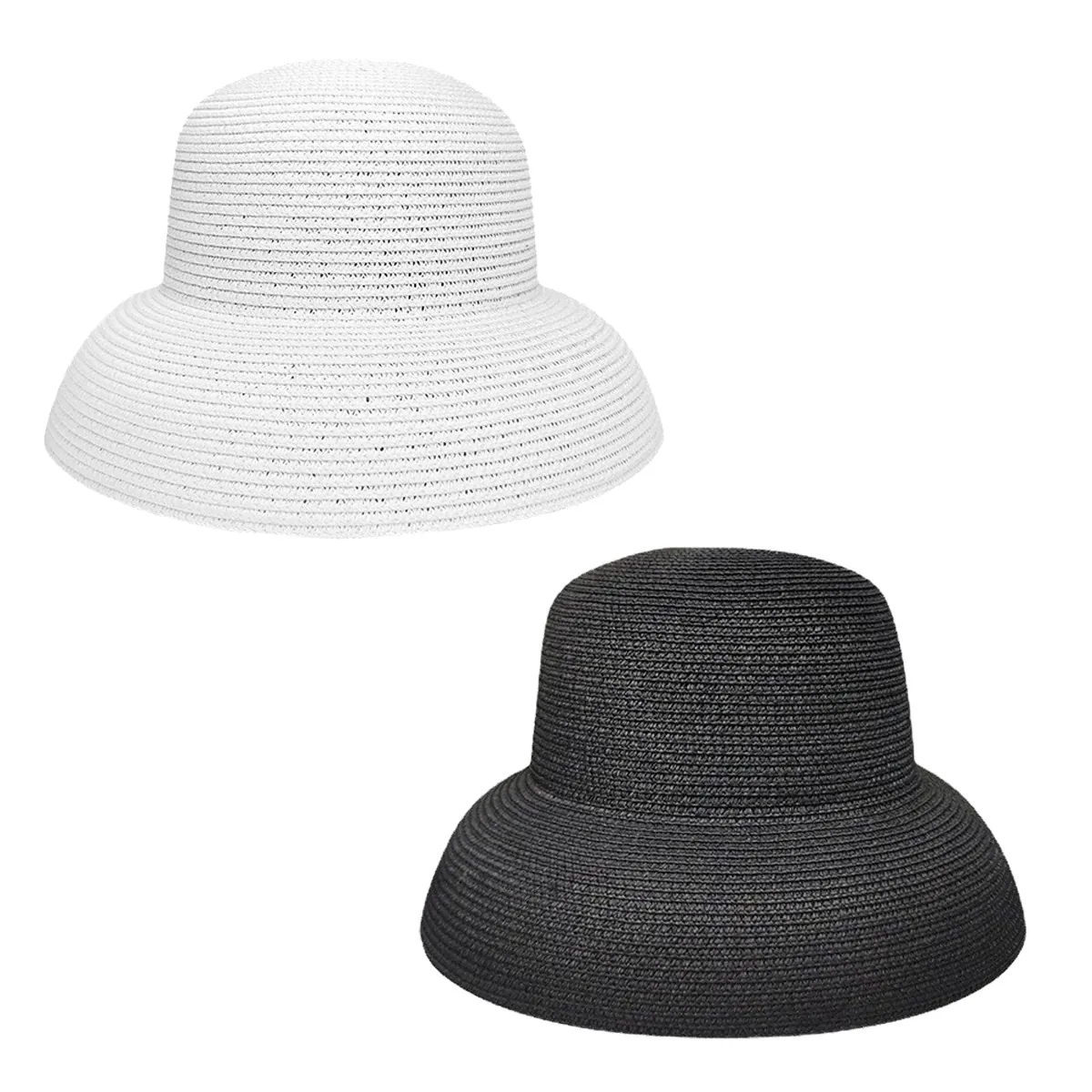 Chapeau De Soleil Femme À Bord Large Paille Papier Tissé Cloche Chapeau De Plage Respirant Été Vacances Élégant Rétro