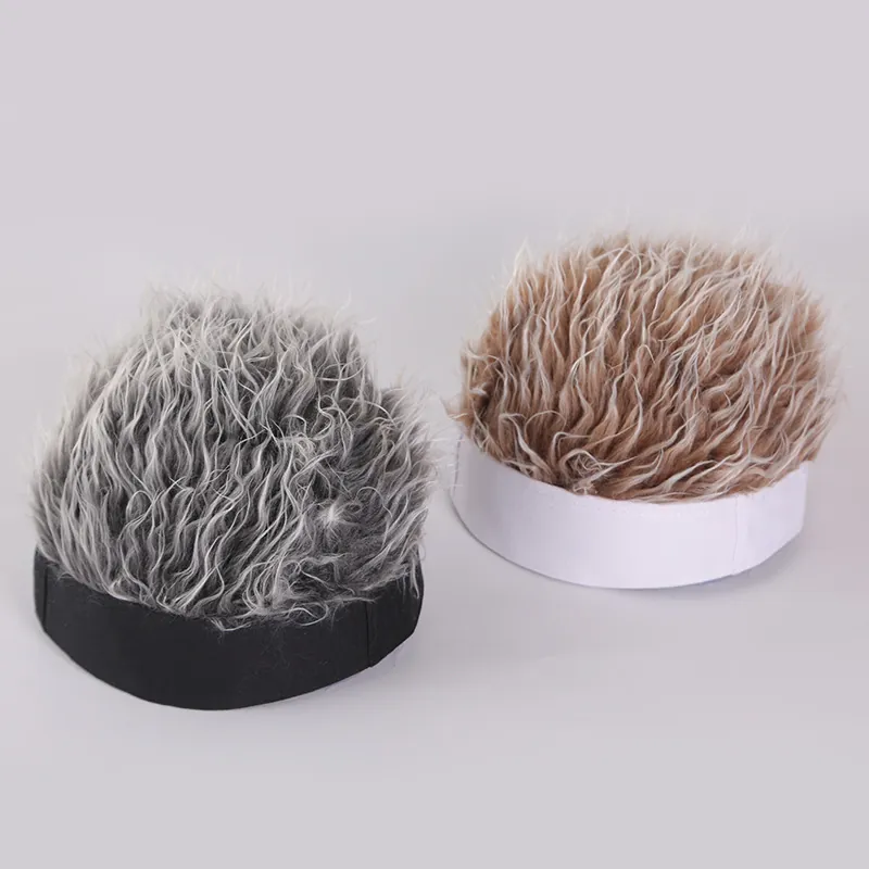 Wig Beanie Hat With Spiky Synthetic Hair Funny Novelty Cotton Short Hair Skullcap For Men Women Hip Hop Party