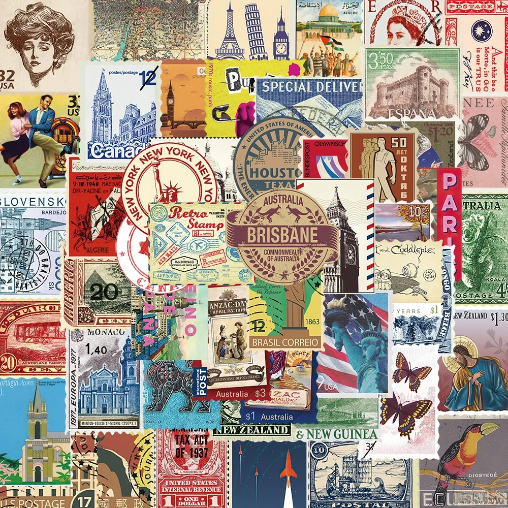 Wholesale Vintage Travel Stamp Graffiti Stickers Waterproof Vinyl ...