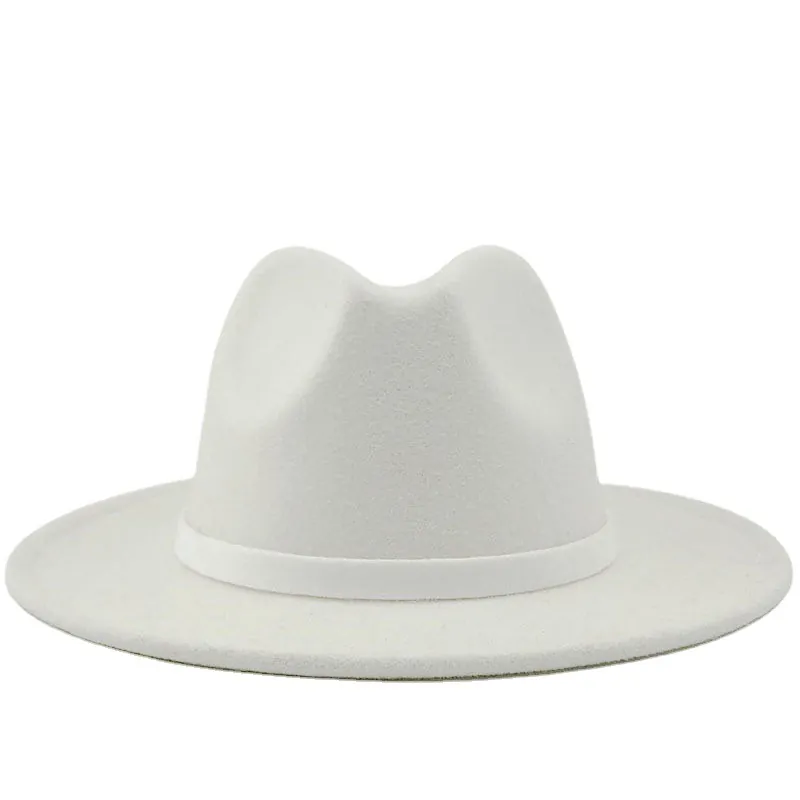 Wide Brim Fedora Hat Polyester Felt Flat Brim Jazz Cap Classic Retro Vintage Elegant For Women And Men Versatile Style