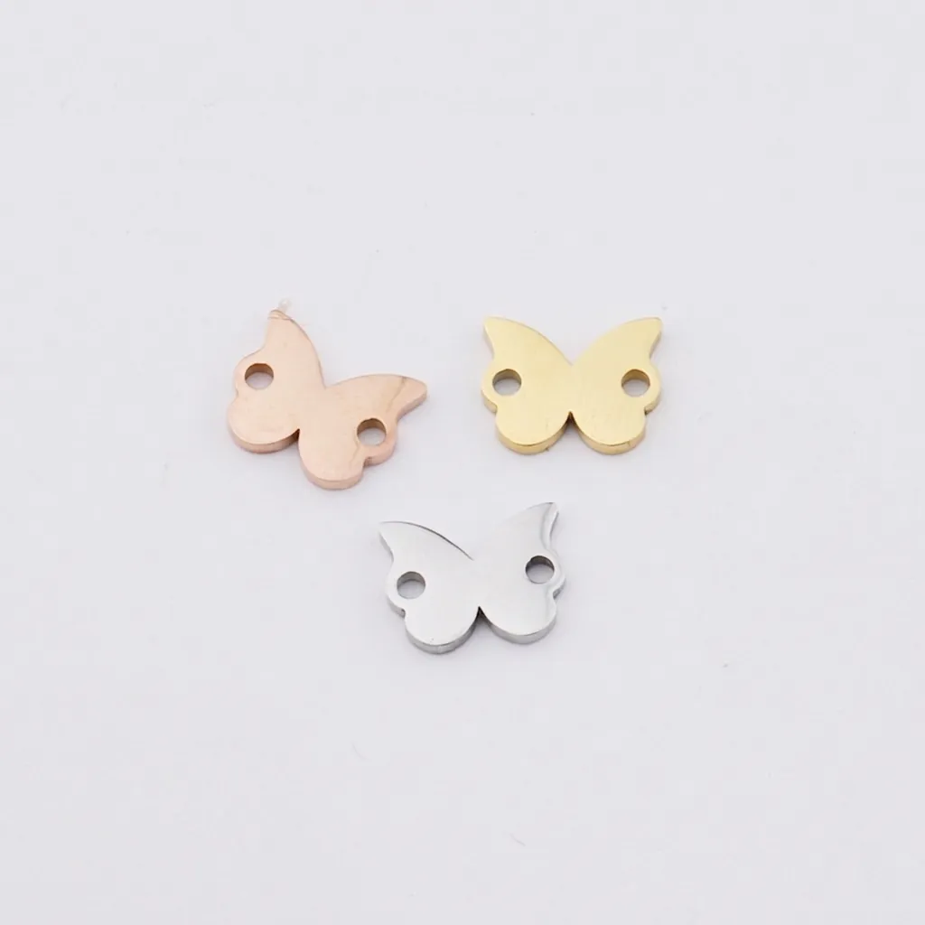 Vlinder Hanger 304 Roestvrij Staal Dubbel Gat Connector DIY Sieraden Maken Spiegel Gepolijst Minimalistisch Charm