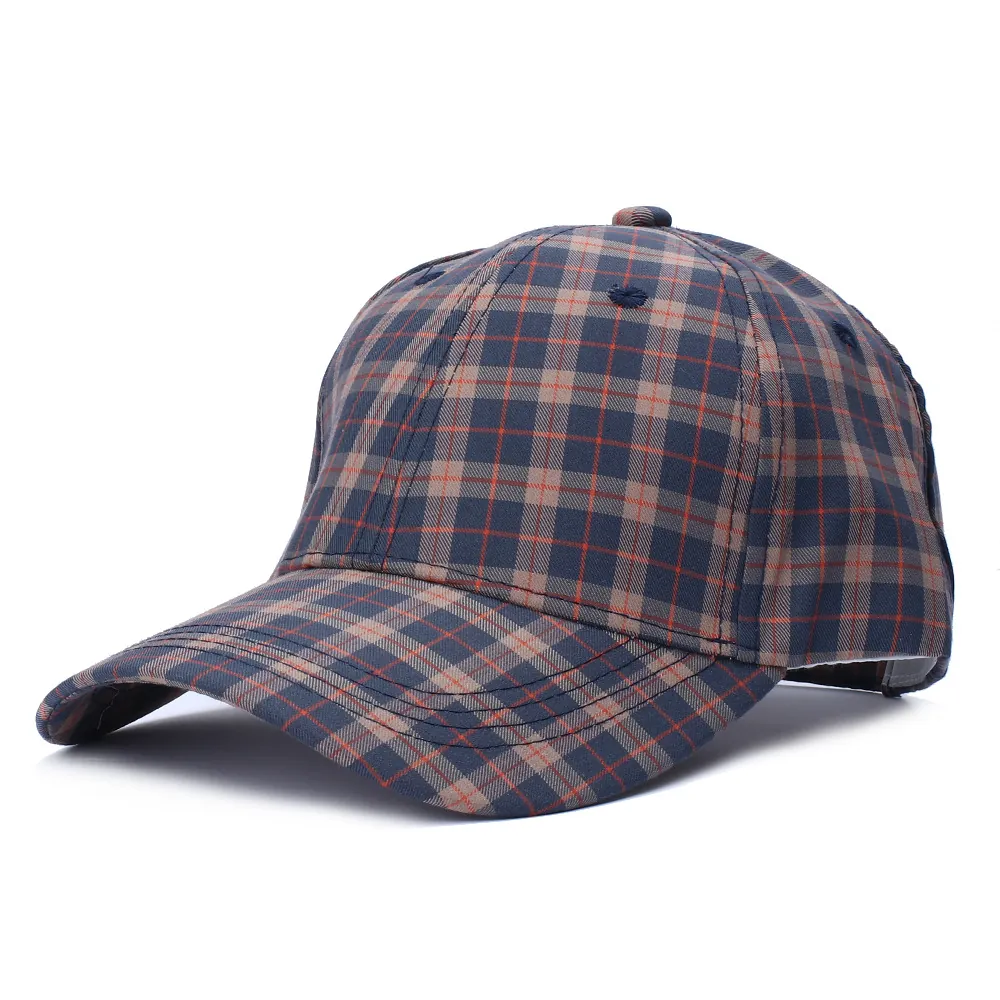 Vintage British Style Plaid Baseball Cap 100% Cotton Adjustable Sun Hat For Men Women Casual Outdoor Fashion Trucker Hat