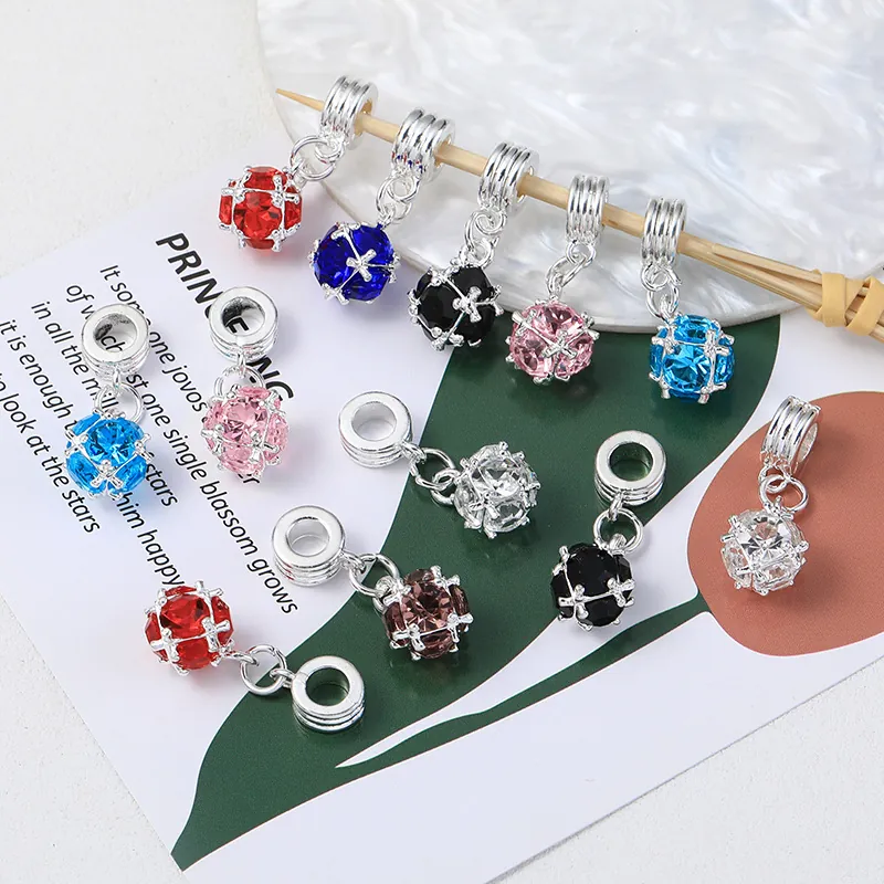 Heartbeat Ball Pendants Alloy Colored Cubic Zirconia Diy Jewelry Making Bracelet Necklace Accessory Romantic Elegant