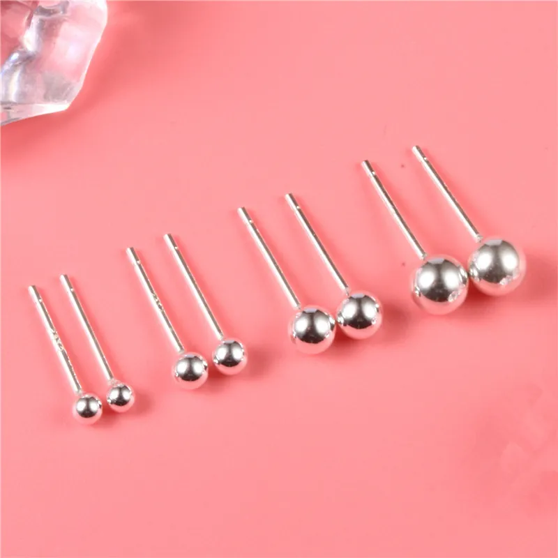 Minimalist Ball Stud Earrings S999 Sterling Silver Mini Round Bead Smooth Piercing Jewelry For Men Women