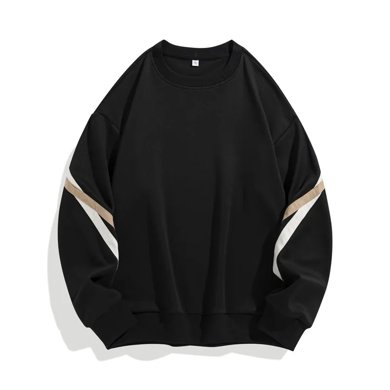 Sweatshirt Homme Col Rond Manches Color Block Polyester Coupe Ample Décontracté Épaules Tombantes Poignets Nervurés