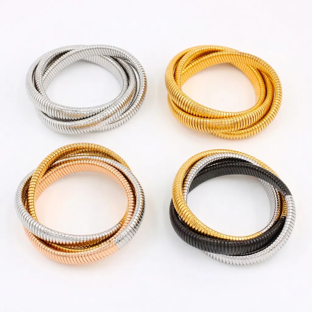 Brazalete Enrollado Tubogas De Varias Capas De Acero Inoxidable Impermeable Joyas De Lujo Retro Minimalistas Para Mujeres