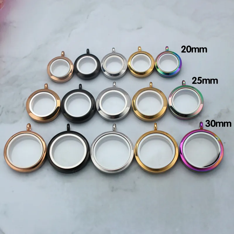 Round Glass Floating Locket Pendant Stainless Steel Transparent Twist Open Memorial Frame Photo Jewelry Making
