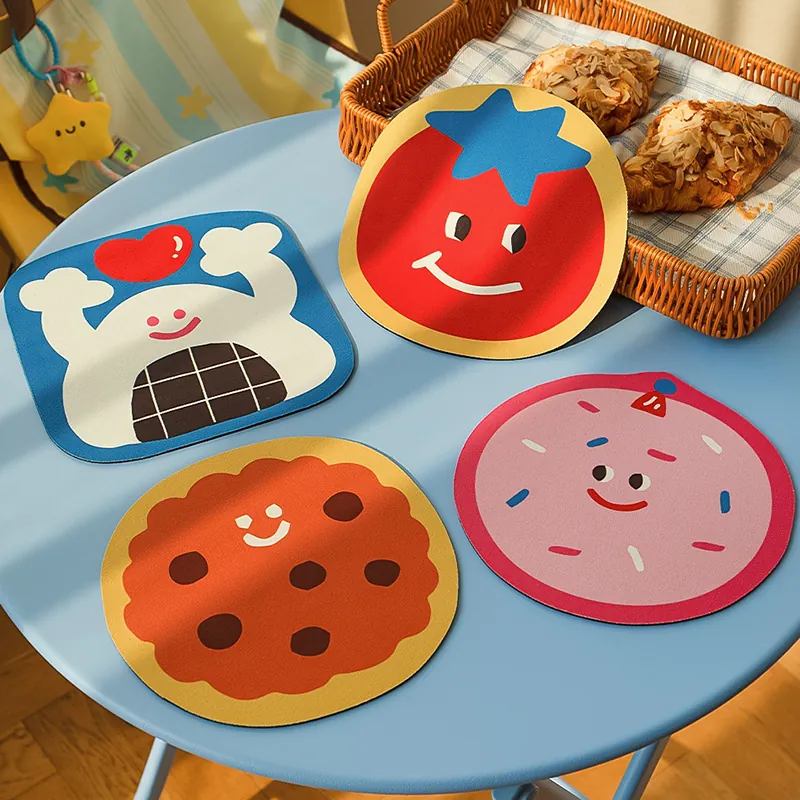 Set De Table En Diatomite Dessin Animé Absorbant Séchage Rapide Isolé Cookie Donut Tomate Boule De Riz Forme Mignon Antidérapant