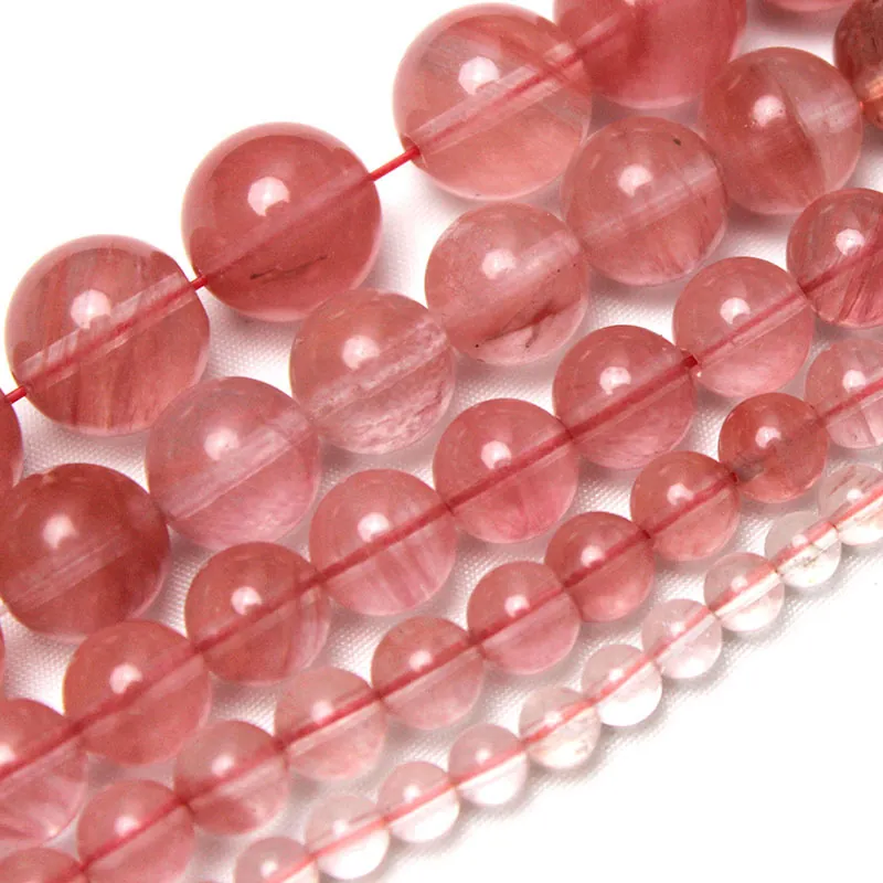 Runde Perlen Chalzedon Kristall Wassermelone Rot Für DIY Schmuck Armbänder Halsketten Halbedelstein