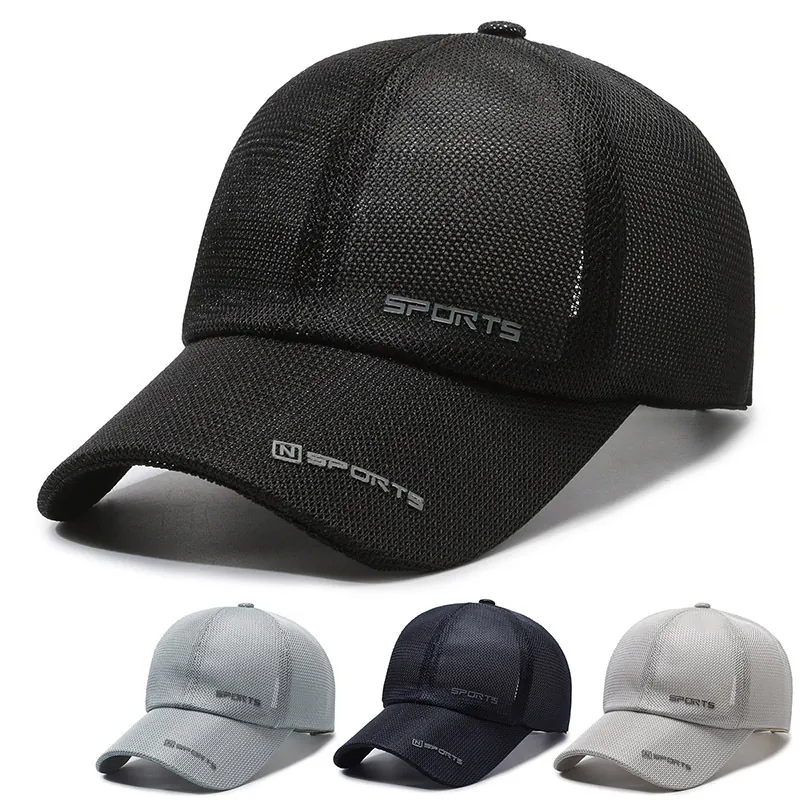Breathable Mesh Baseball Cap Outdoor Summer Sun Protection Fishing Sports Hat Quick Dry Adjustable Polyester