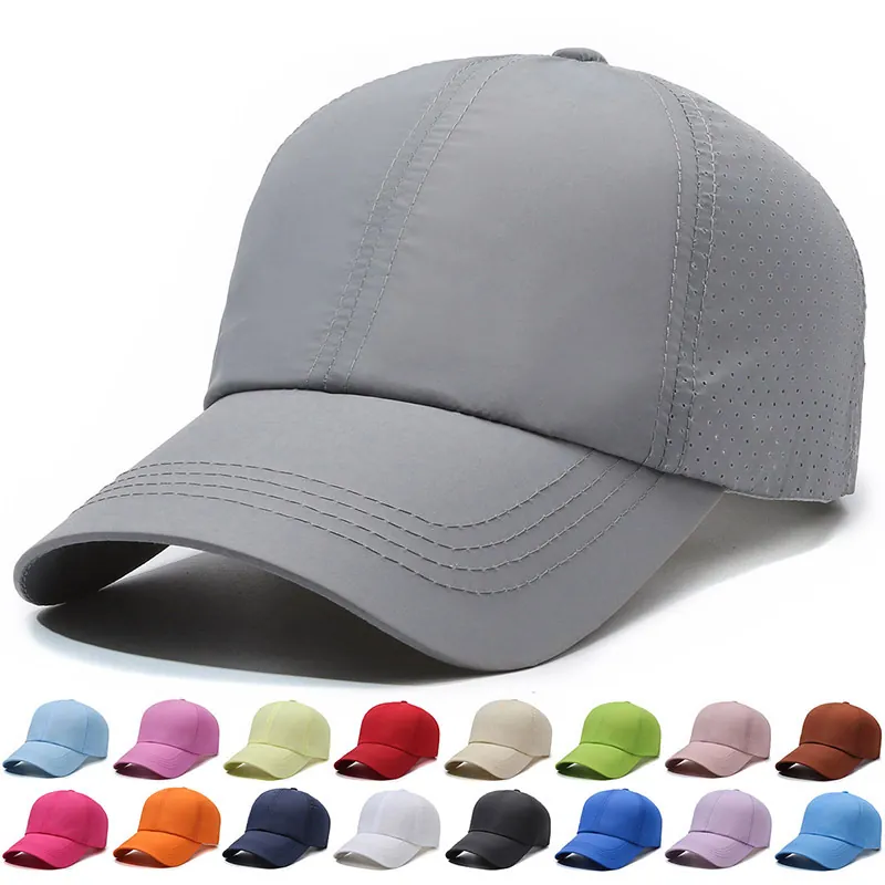 Schnelltrocknende Baseballkappe Atmungsaktive Mesh Sonnenschutz Outdoor Sport Einfarbig Verstellbarer Polyesterhut Herren Damen
