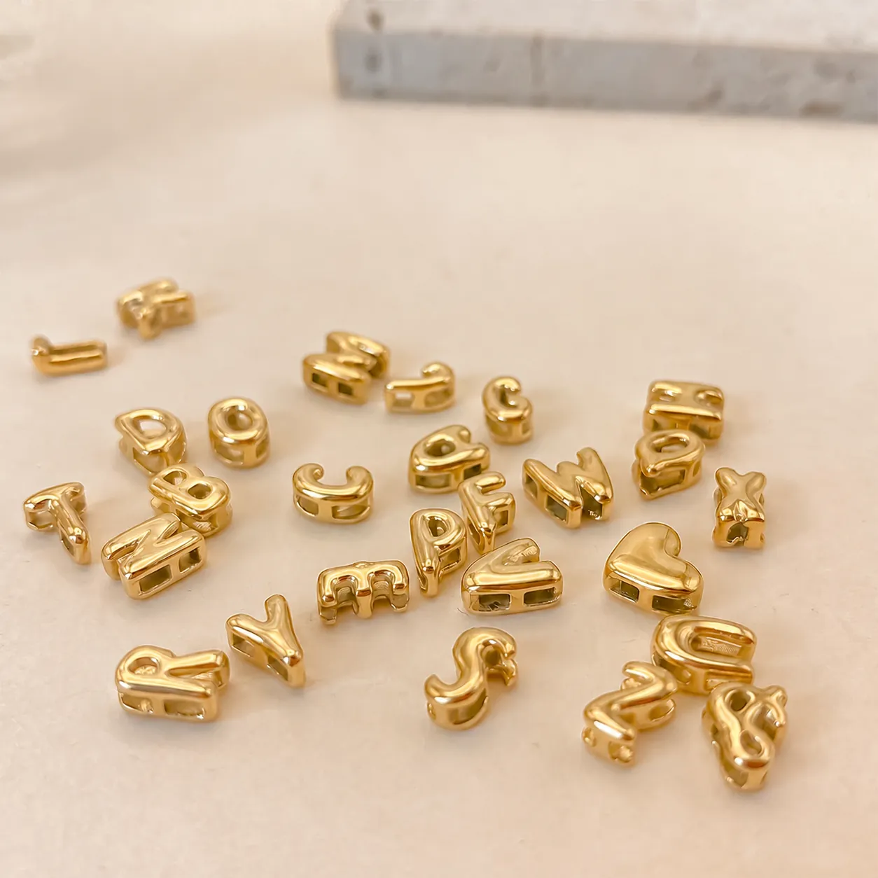 Stainless Steel 3D Bubble Letter Charms For Jewelry Making DIY Handmade Alphabet Beads Pendants Initial Heart & Symbol Accessory For Necklace Bracelet