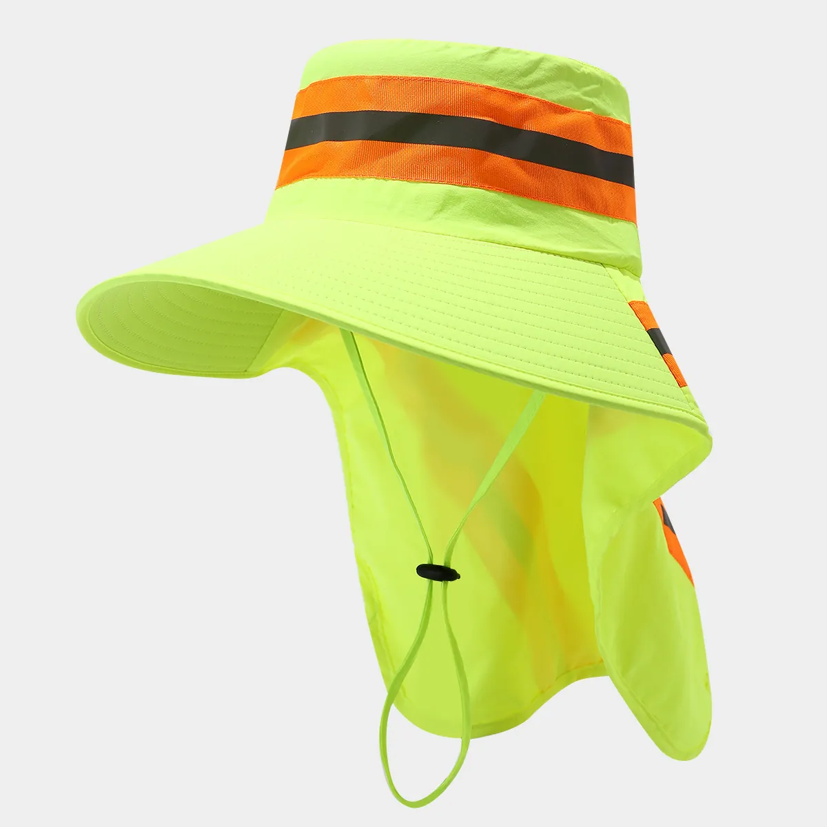 Cappello Da Sole Riflettente Ad Alta Visibilità Con Protezione Per Il Collo Traspirante Poliestere Asciugatura Rapida Sicurezza All Aperto