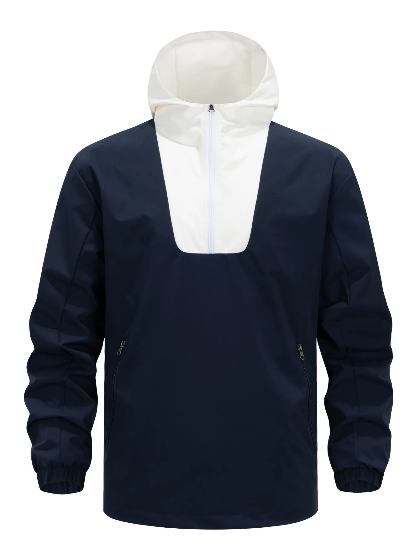 Giacca Con Cappuccio Uomo Color Block Mezza Zip Antivento All'aperto Casual Vestibilità Ampia Leggera Traspirante