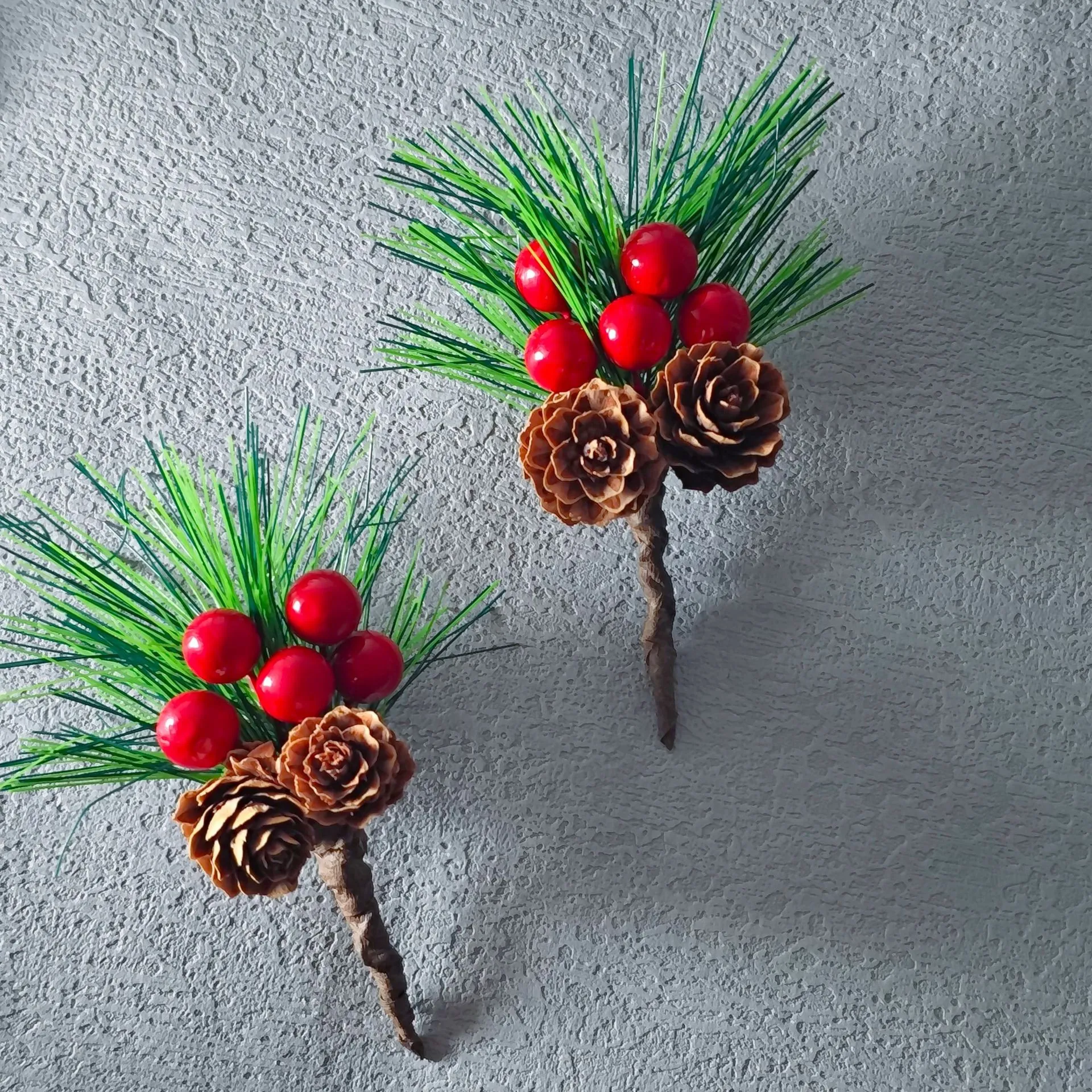 Christmas Artificial Pine Branches Red Berries Natural Pine Cones For DIY Holiday Wreath Garland Home Winter Decor