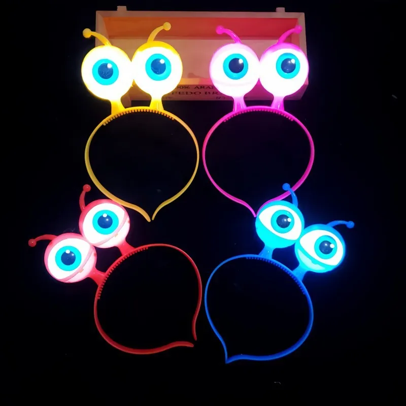 LED Glowing Big Eyeball Headband Alien Style Flashing Plastic Hairband For Halloween Party Props Novelty Decoration Headwear