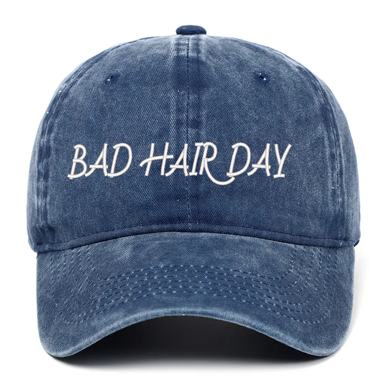Casquette De Baseball Brodée Bad Hair Day Coton Lavé Ajustable Style Vintage Dad Hat Loisirs De Plein Air