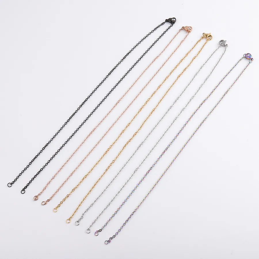 Edelstahl Gliederkette Halskette Mit Karabinerverschluss Für DIY Schmuckherstellung Polierte Basis O-Kette Für Damen Herren