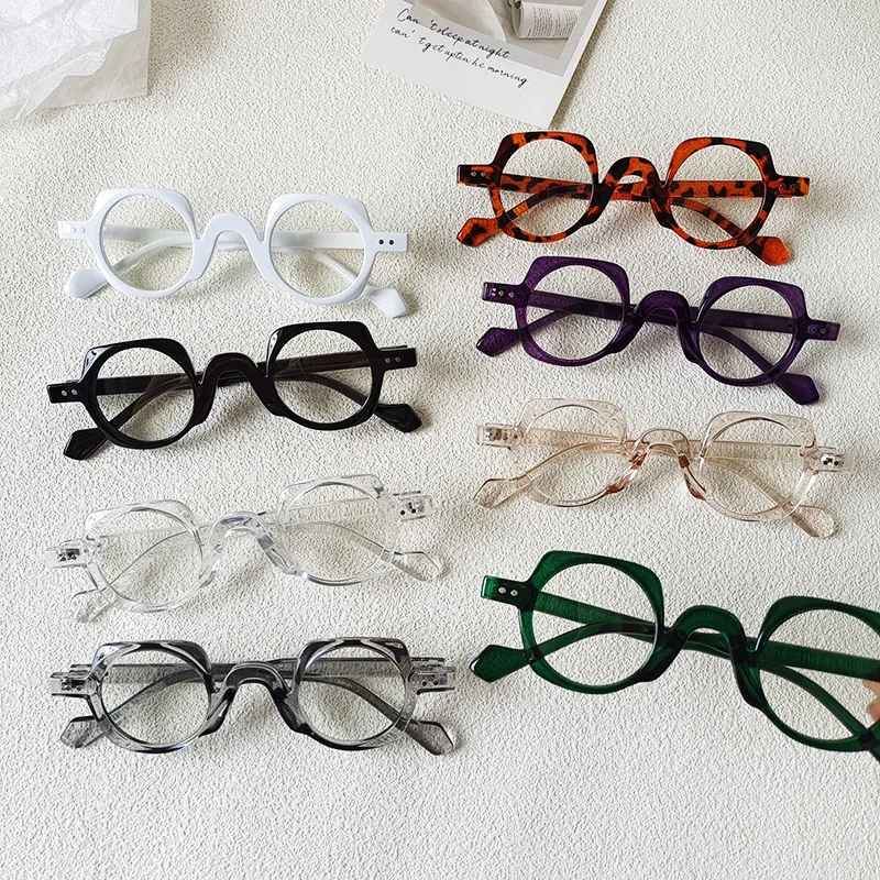 Retro Irregular Square Optical Glasses Frames Plastic Metal Blue Light Blocking Decorative Fashion Eyewear Men Women