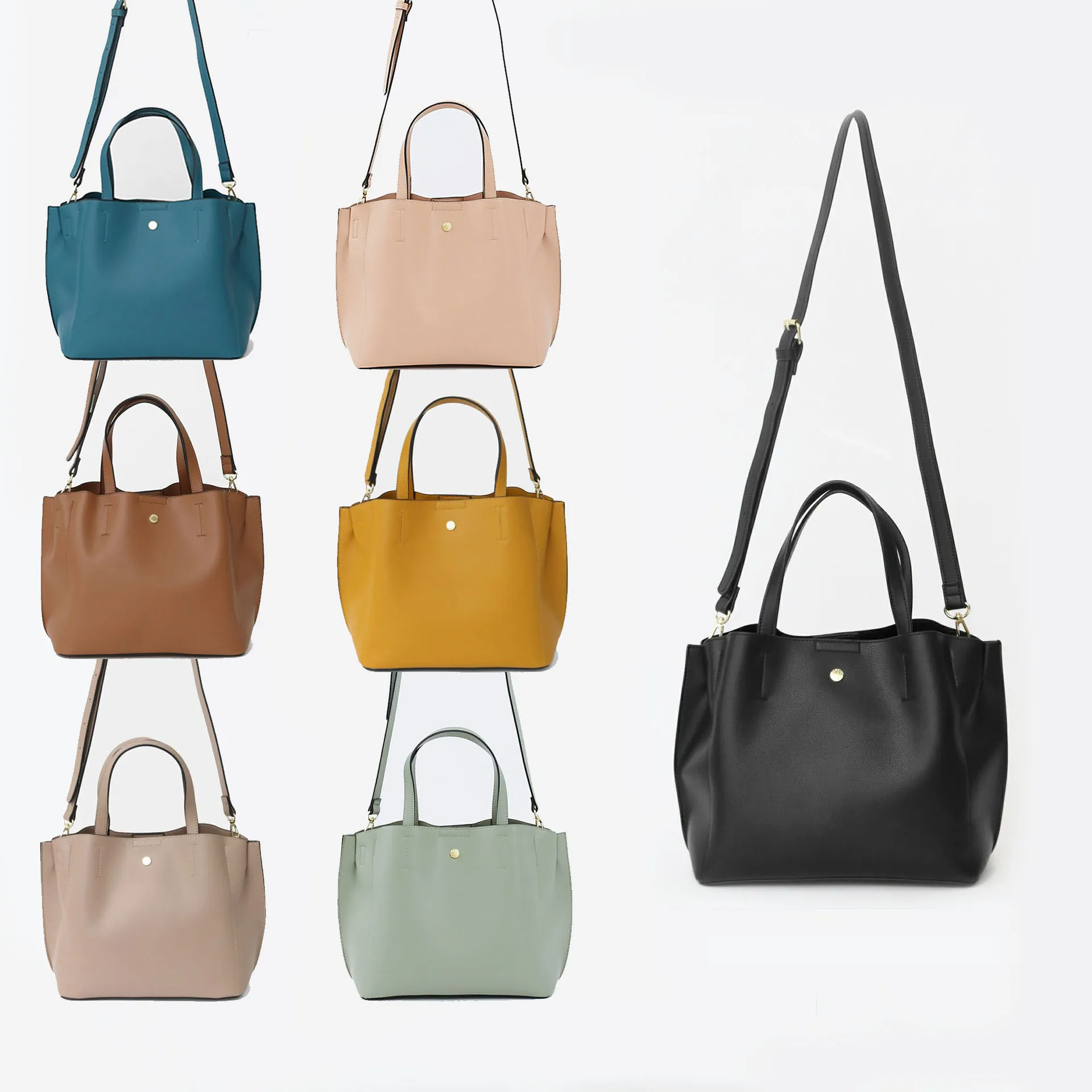 Women Shoulder Bag PU Leather Handbag Crossbody Purse Boston Style Solid Color Commuter Tote With Adjustable Strap For Daily