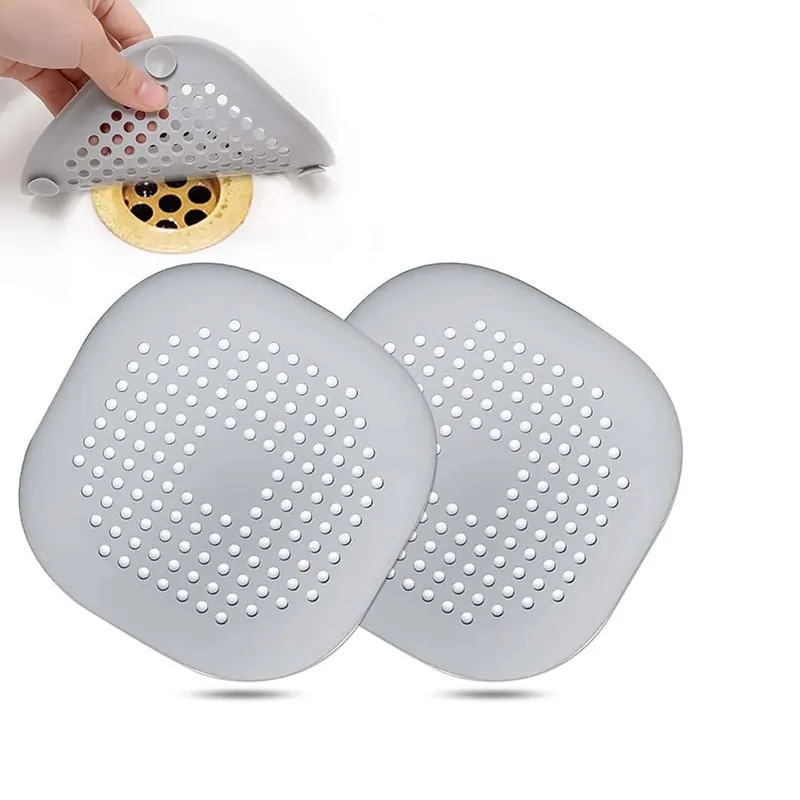 Square Hair Catcher TPR Silicone Drain Cover With Suction Cups Anti-Clogging Sink Filter For Bathroom Kitchen Shower