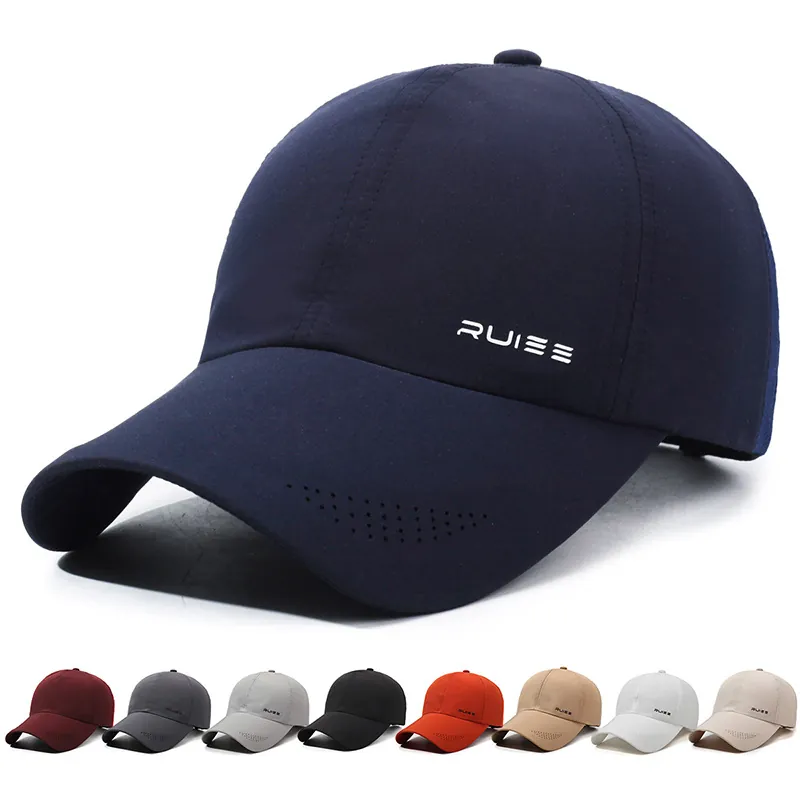 Baseball Cap Polyester Quick Dry Laser Cut Breathable Outdoor Sport Golf Sun Hat Adjustable For Men Women