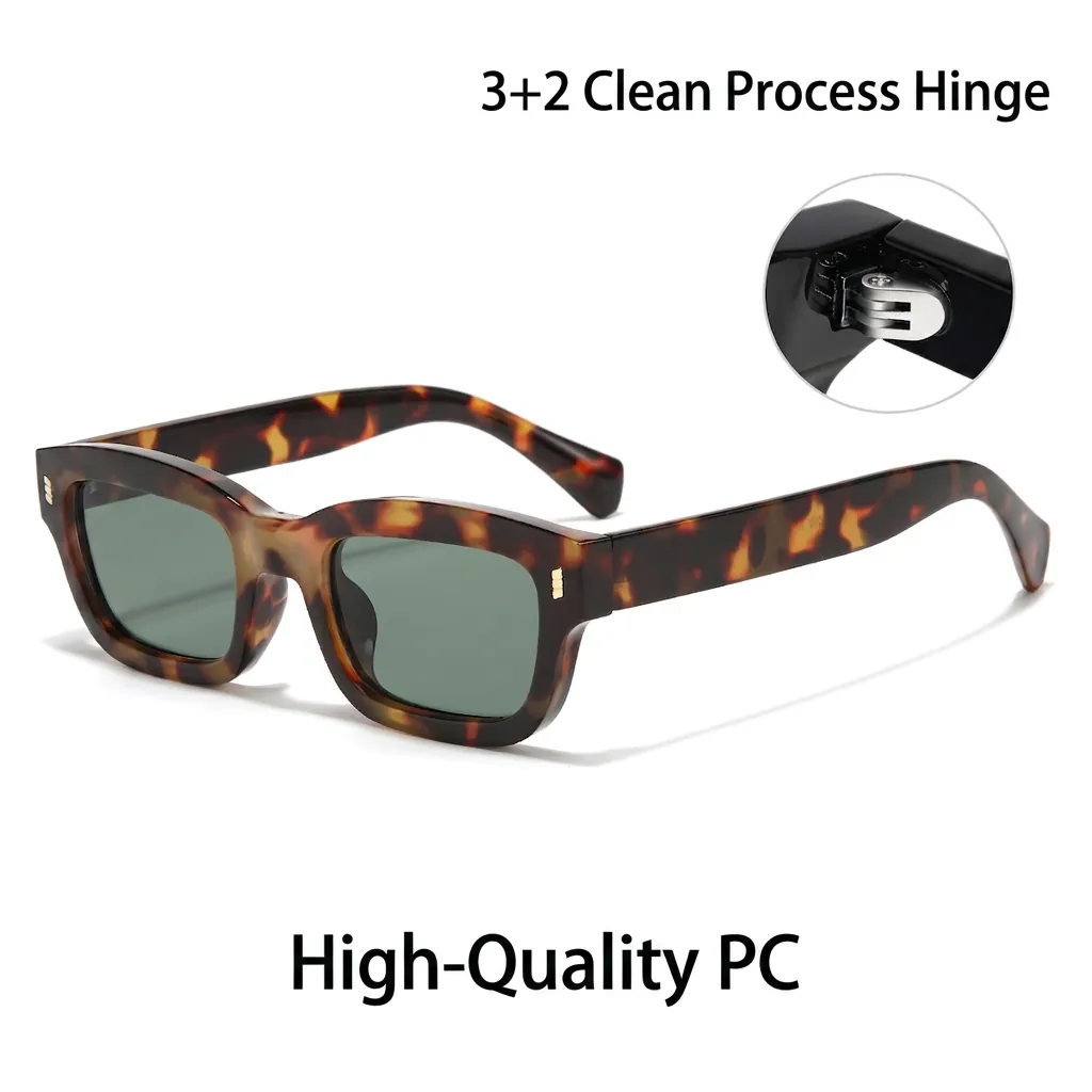 Lunettes De Soleil Carrées Rétro Protection UV400 Monture PC Vintage Rectangulaire Classique Pour Hommes Femmes