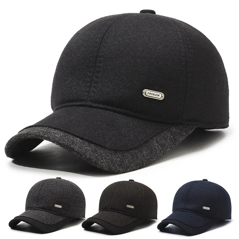 Berretto Da Baseball Invernale Da Uomo Con Paraorecchie Lana Calda Antivento Regolabile Cappello Casual Da Esterno