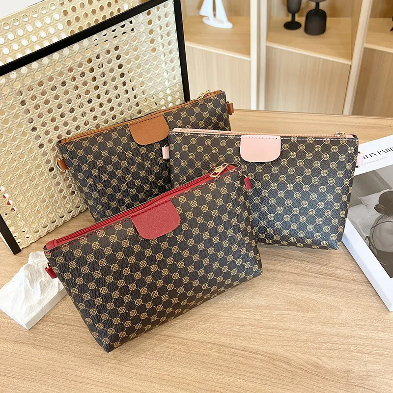 Vintage Print Crossbody Bag PU Leather Small Square Handbag With Zipper For Women Casual Fashion Shoulder Bag