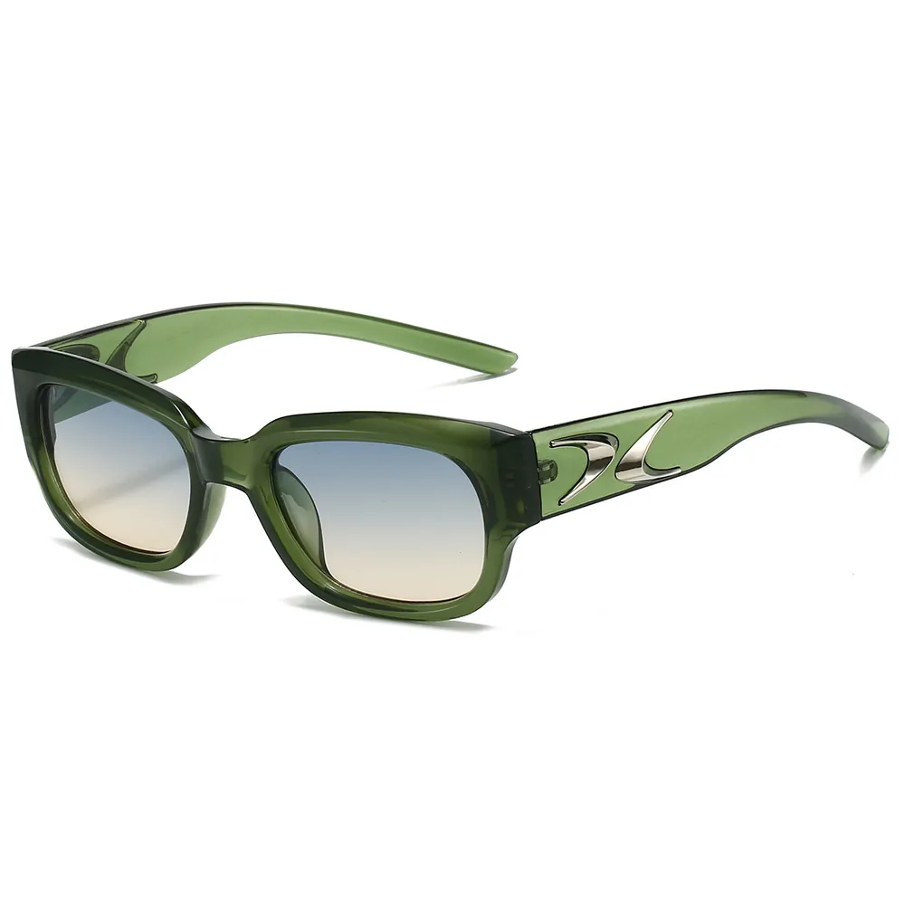 Retro Square Frame Sunglasses UV400 Protection Trendy Vintage PC Eyewear With Metal Decoration For Outdoor Travel Unisex