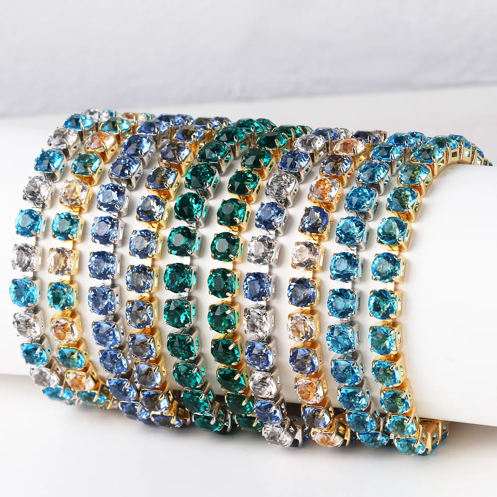 Zircon Tennis Bracelet Round Crystal Alloy Single Row Elegant Jewelry Gift For Women Fashion Accessory