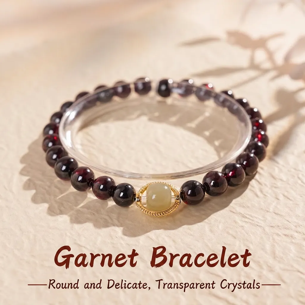 Bracelet À Perles Grenat Artificiel Néphrite Hetian Jade Style Chinois Rétro Bijoux De Luxe Élégants Pour Femmes