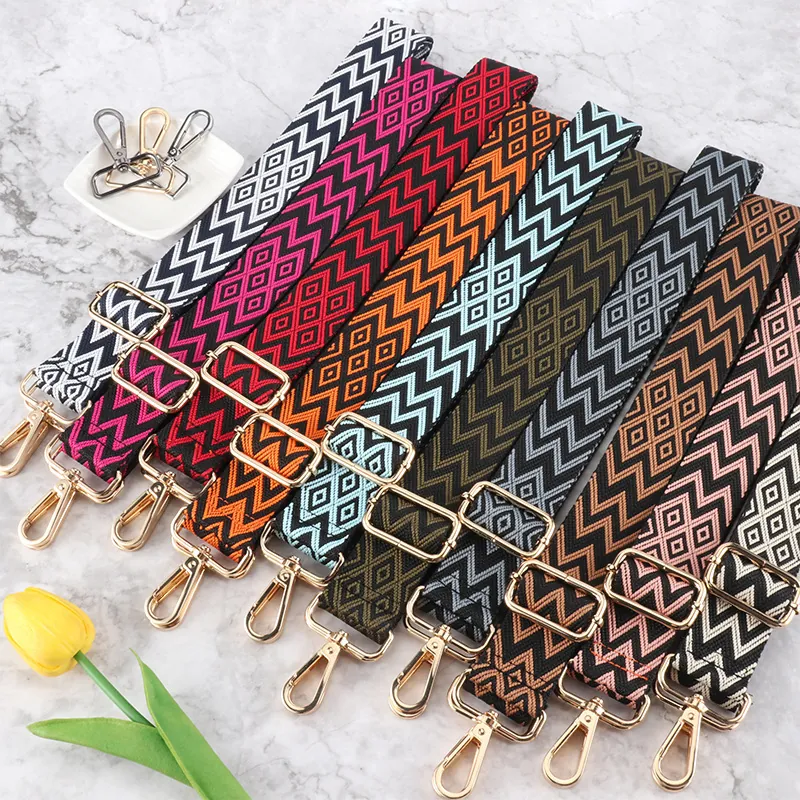 Adjustable Wide Shoulder Strap Replacement For Handbags Crossbody Bags Woven Polyester Jacquard Geometric Ethnic Pattern