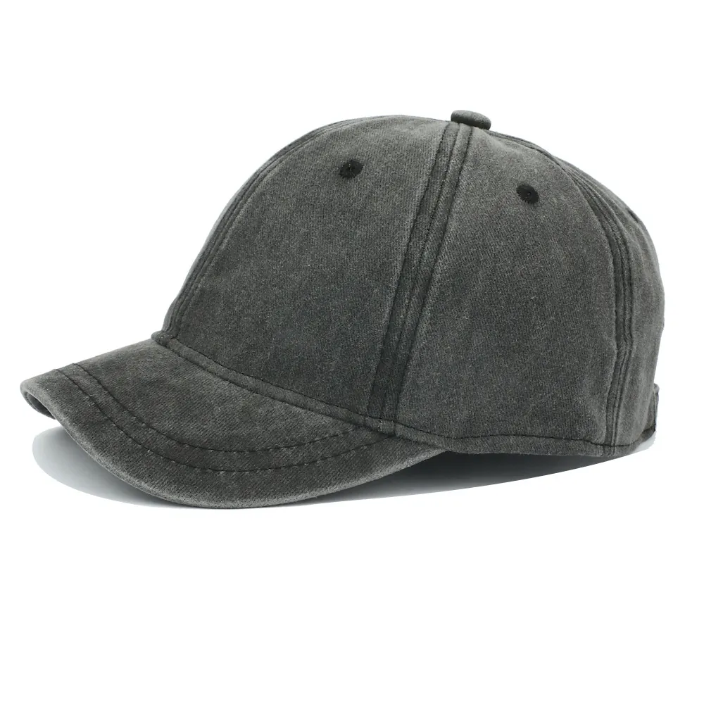 Baseball Cap Washed Cotton Short Brim Retro Adjustable Metal Buckle Vintage Casual Sun Hat For Men Women