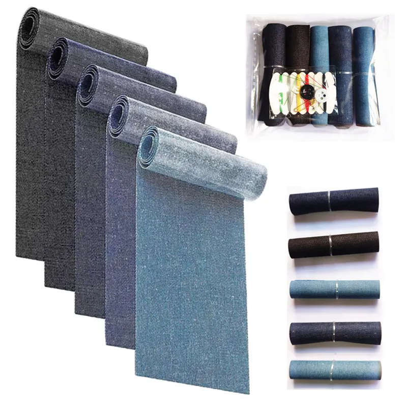 Denim Patches Iron On Fabric Repair For Jackets Jeans DIY Clothing Decoration Rectangular Blue Black Accessories