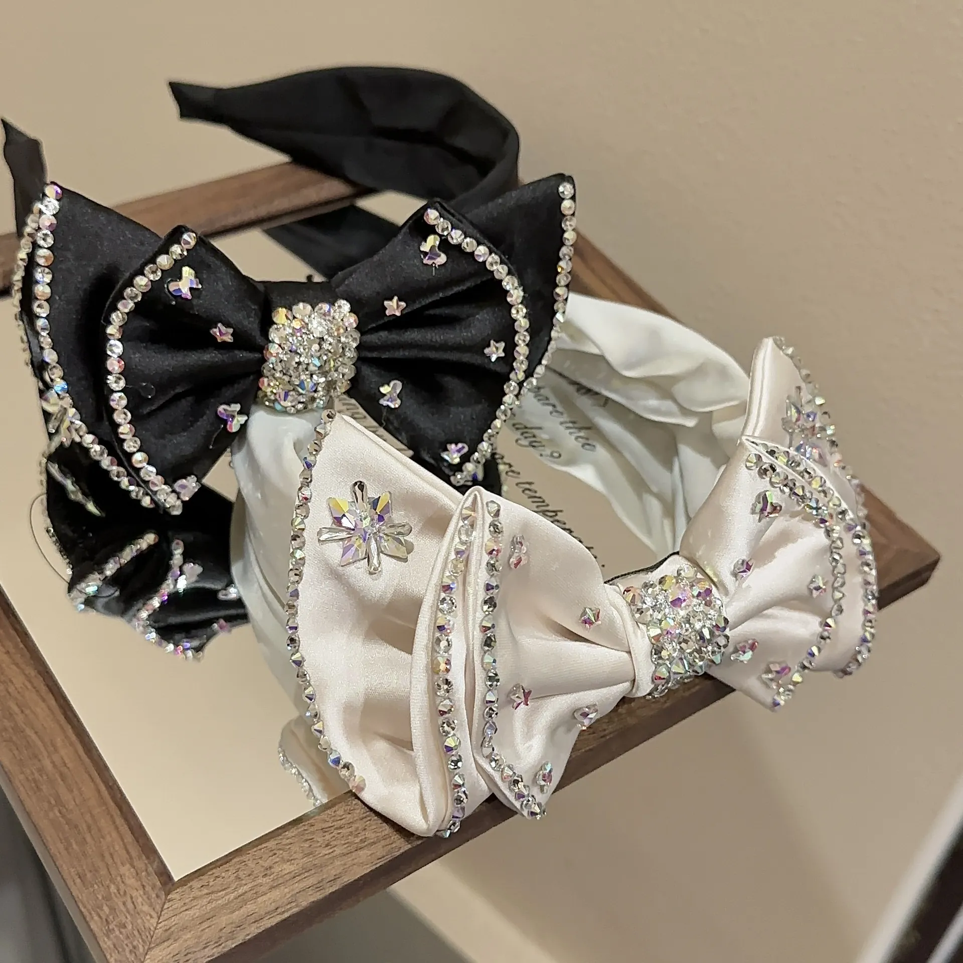 Luxury Bow Headband With Sparkly Rhinestones And Crystals Satin Fabric Elegant Hair Accessory For Women And Girls