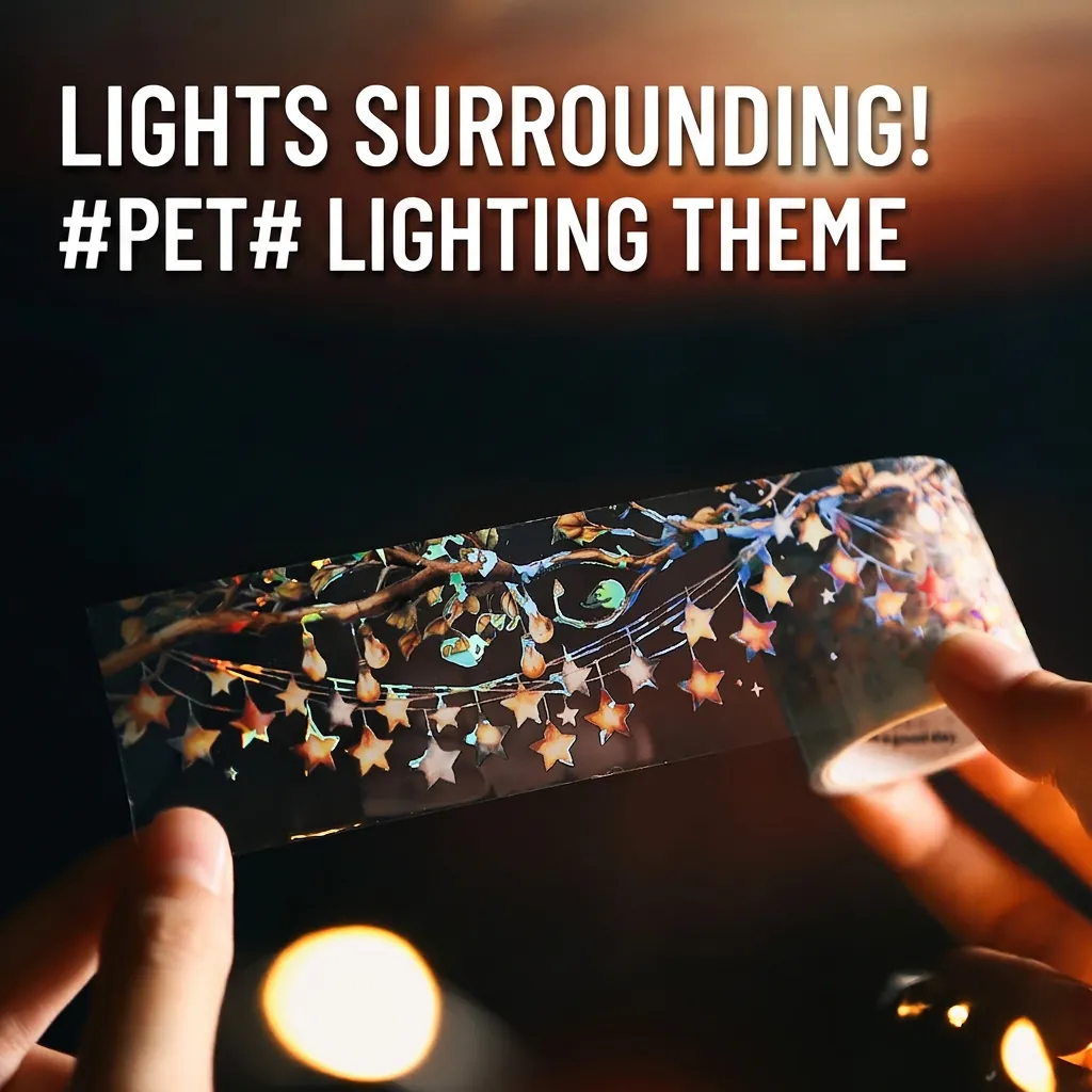 PET Decorative Tape Light Surround Theme Floral Bulb Fairy Lights Transparent Artistic Scrapbooking Journaling Supplies