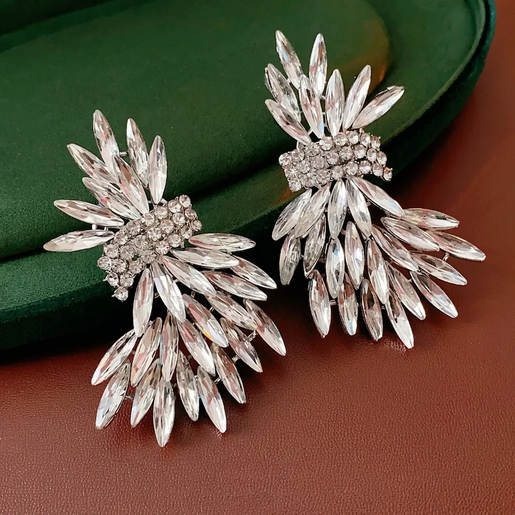 Kristall Strass Flügel Ohrringe Mit Silbernem Ohrstecker Legierung Luxus Statement Funkelnder Schmuck Für Damen Elegant