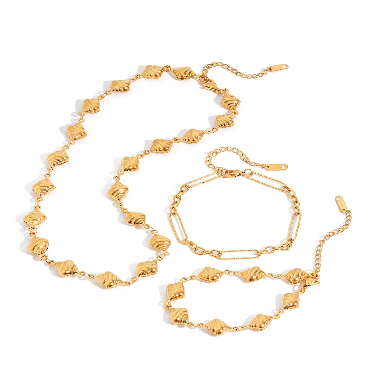 Französisch Croissant 18K Vergoldet Edelstahl Halskette Armband Für Damen Wasserdicht Minimalistisch Brot Schmuck Zubehör