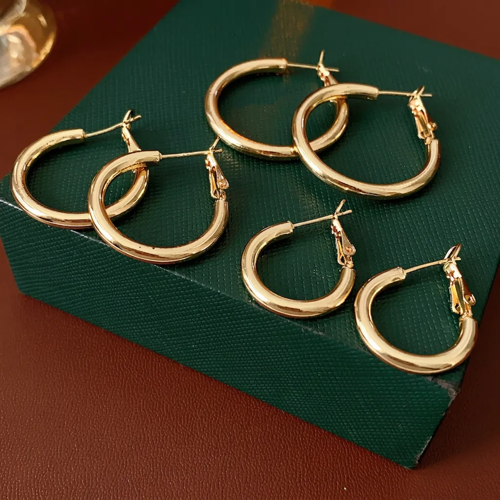 Orecchini A Cerchio Tondi Minimalisti Fibbia In Metallo Lucido Per Donna Con Perno In Argento Gioielli Eleganti Chic