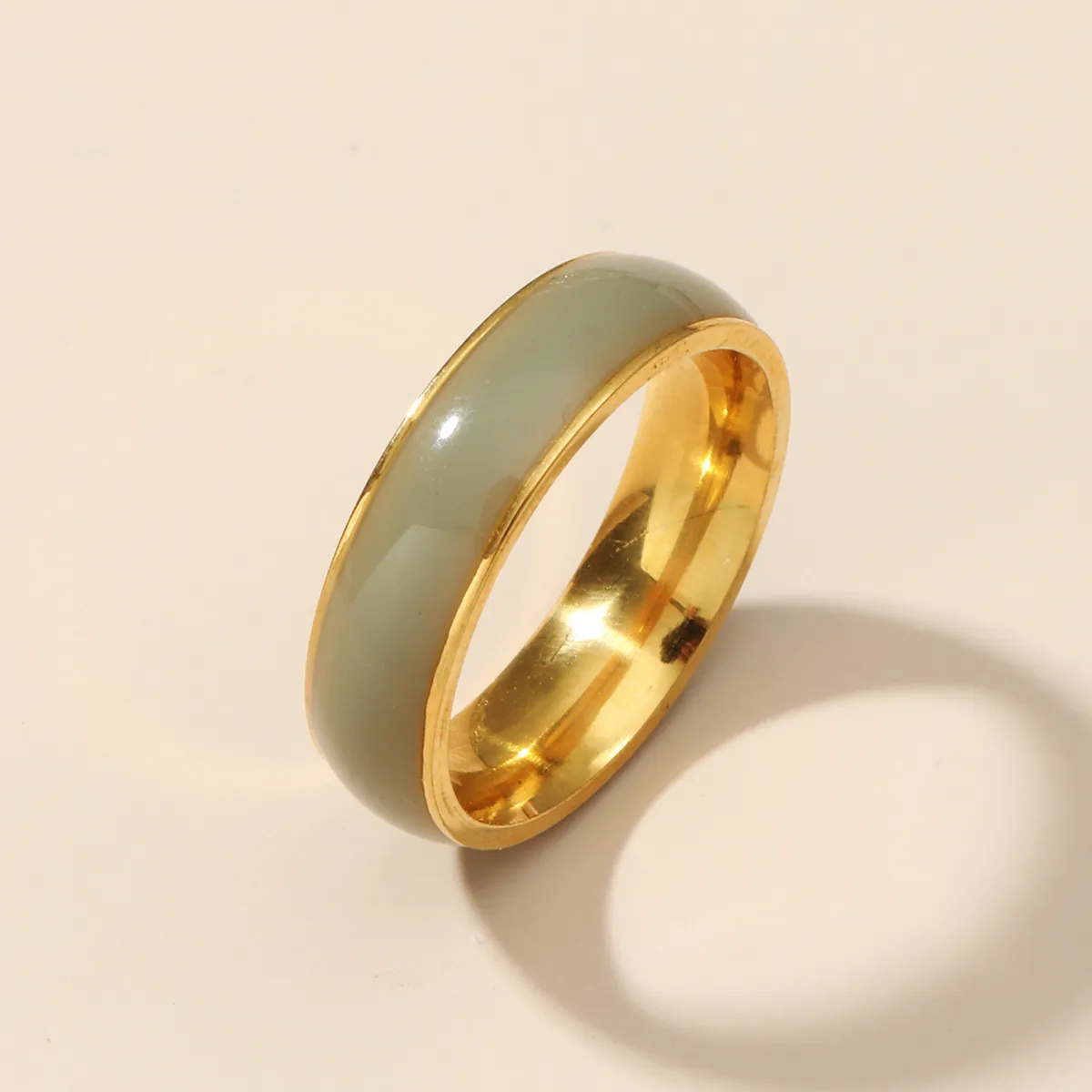 Minimalist Band Ring 316 Stainless Steel Enamel Inlay Polished Geometric Fashion Jewelry For Men Women