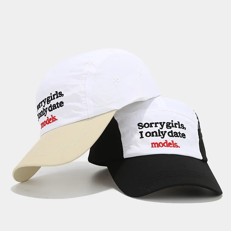 Five Panel Baseball Cap Polyester Embroidered Letters Breathable Sunshade Outdoor Sport Adjustable Camper Hat For Men Women