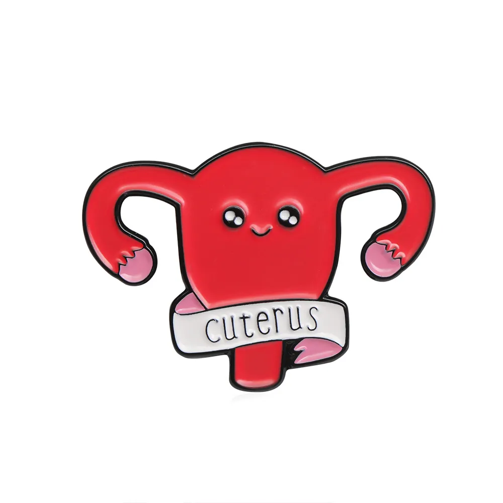 Cute Uterus Enamel Pin Brooch Zinc Alloy Anthropomorphic Smiley Face Cuterus Banner Medical Gift For Nurse Doctor