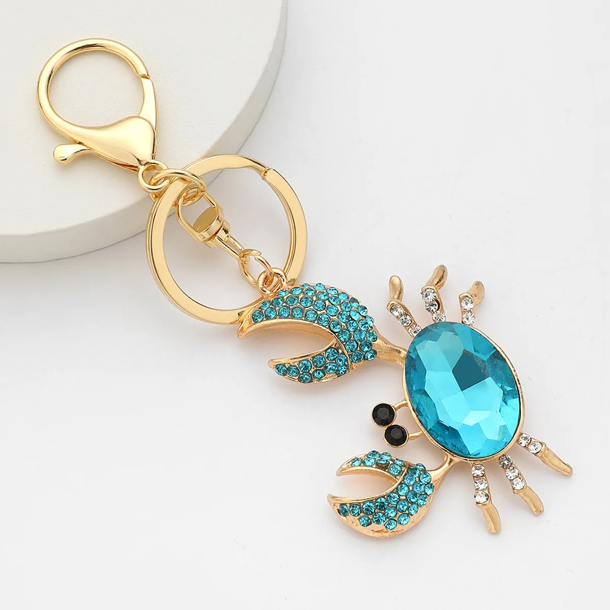 Sparkling Rhinestone Animal Shape Keychain Gold Tone Zinc Alloy Bag Charm Creative Birthday Gift For Women